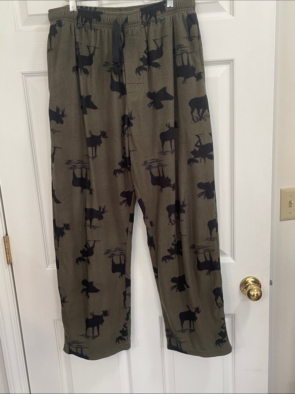 Croft & Barrow Olive Green Moose Print Pajama Bottoms Size m